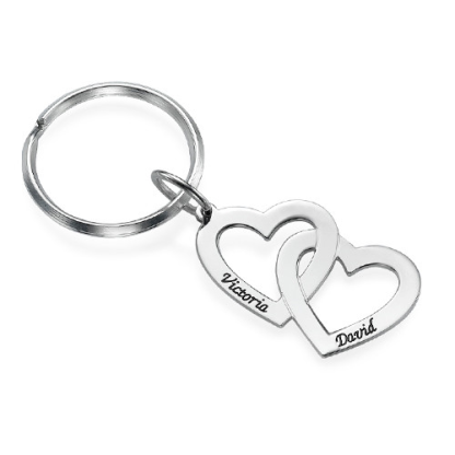 Personalised Double Heart Keychain Engraved 2 Names Gifts For Her-Jessemade AU