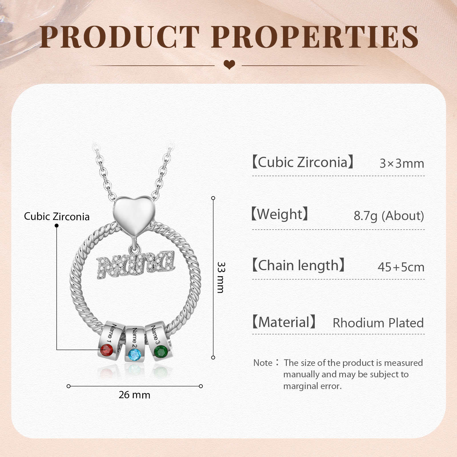 3 Names - Personalised Nana Necklace Custom Names & Birthstones Circle Pendant Necklace Gift for Grandma Nana-Jessemade AU