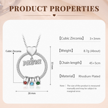 3 Names - Personalised Nana Necklace Custom Names & Birthstones Circle Pendant Necklace Gift for Grandma Nana-Jessemade AU