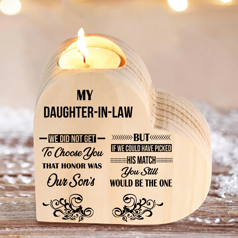 To My Daughter-in-law Wooden Heart Candle Holder "We did not get to choose you" Gifts For Daughter-Jessemade AU
