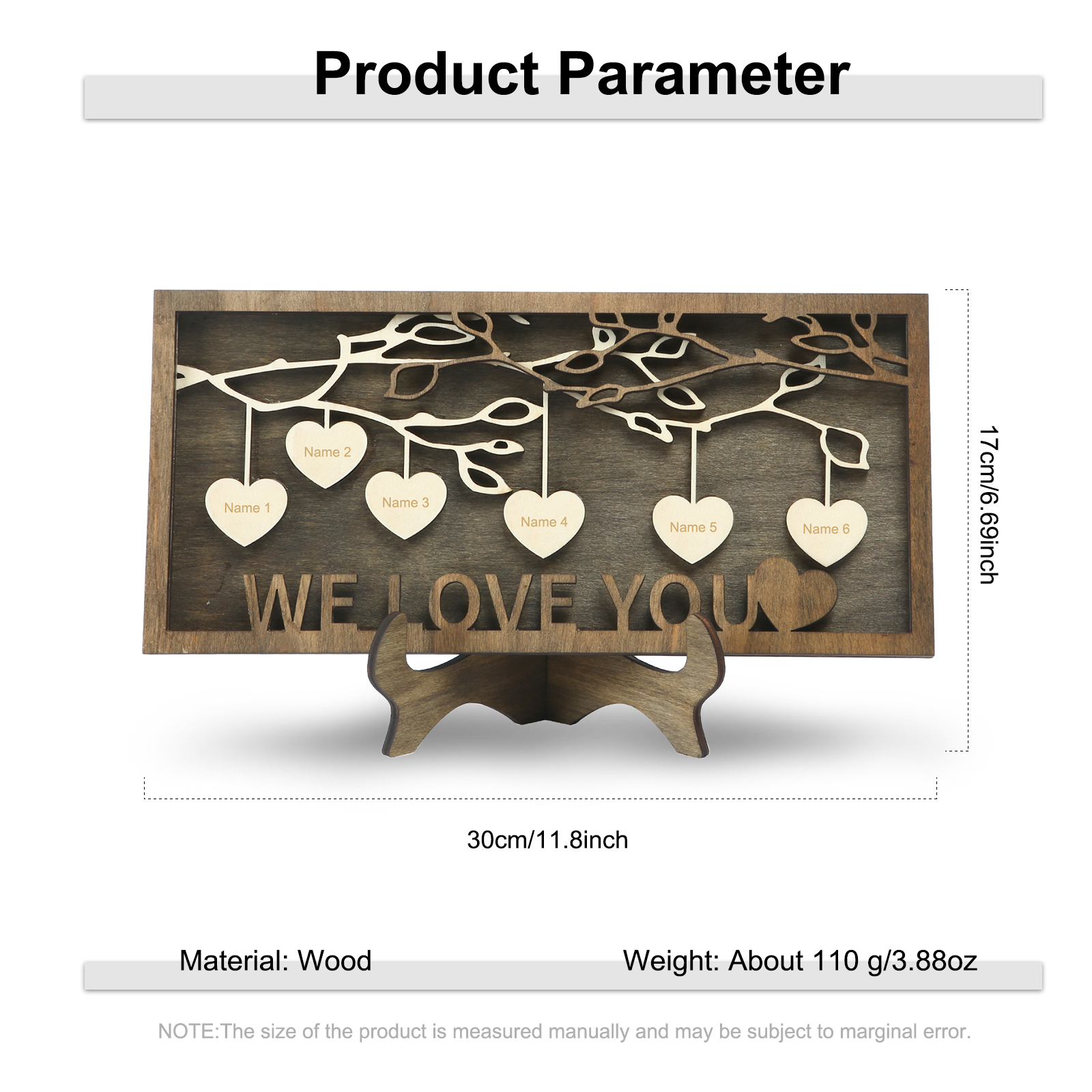Custom Family Tree Sign Engrave 6 Names Wooden Family Frame Home Decor-Jessemade AU