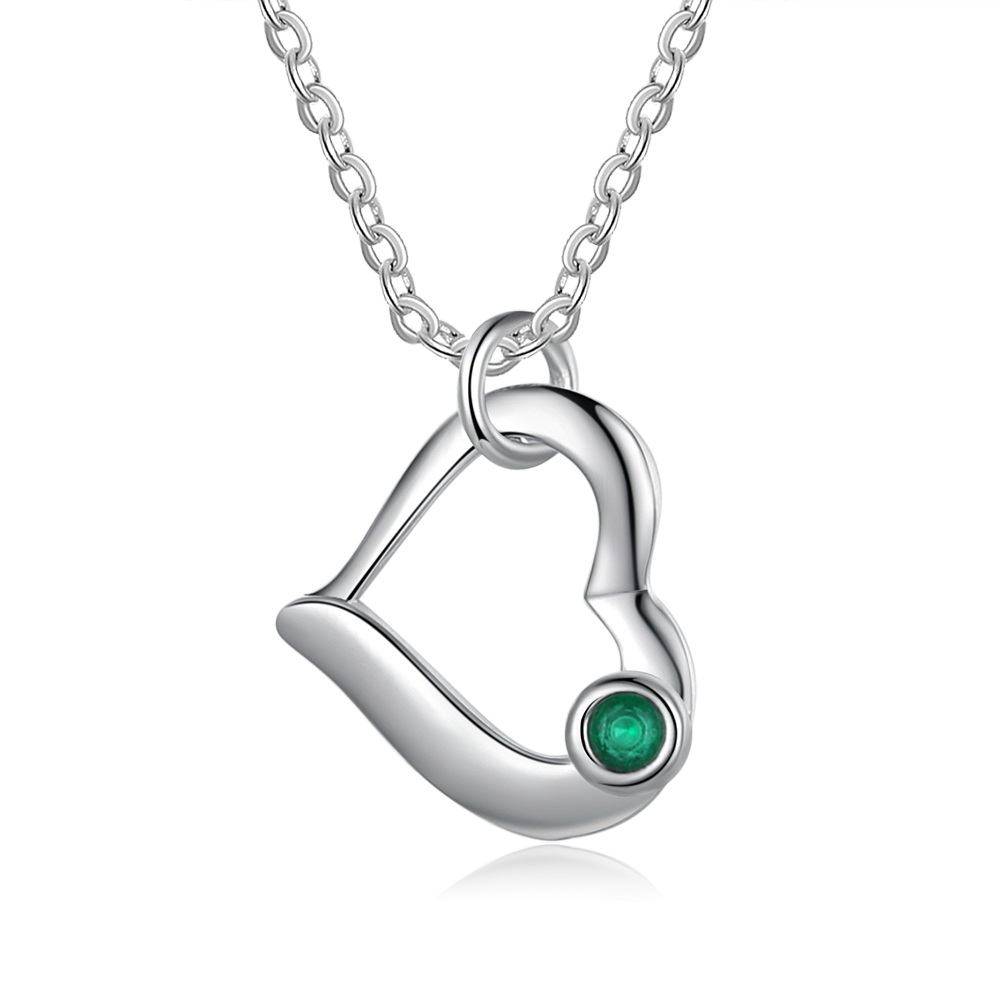 Personalised Heart Necklace With 1 Birthstone Engraved Names Gift For Her-Jessemade AU