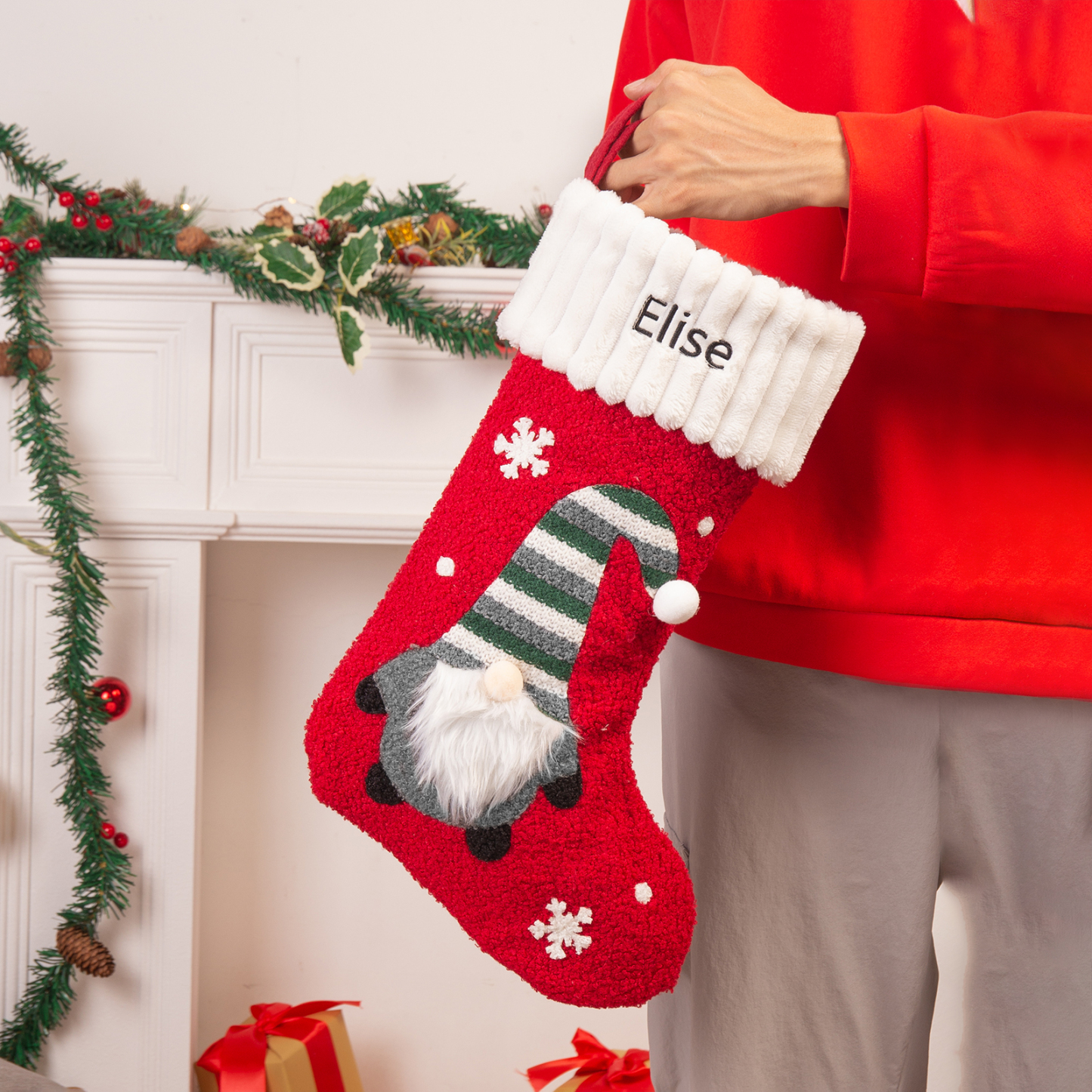 Personalised Christmas Stockings Ornaments Custom 1 Name Santa Claus stocking Christmas Gifts for Family Friends-Jessemade AU