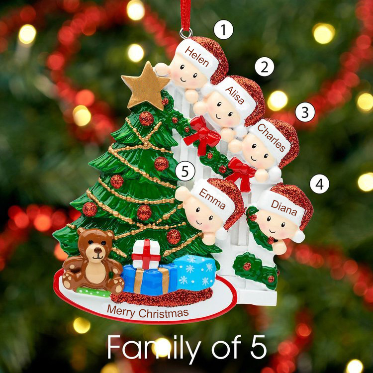 Personalised Family Christmas Ornament Custom 5 Names Hanging Ornament Gifts For Family-Jessemade AU