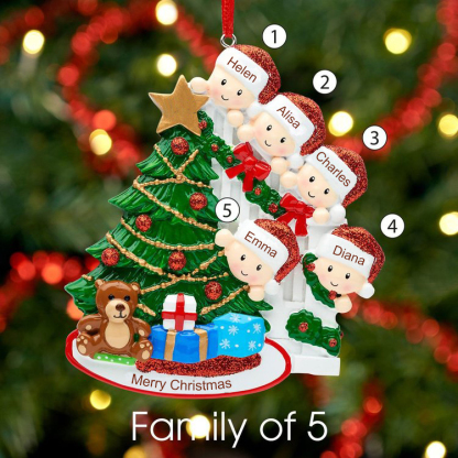 Personalised Family Christmas Ornament Custom 5 Names Hanging Ornament Gifts For Family-Jessemade AU