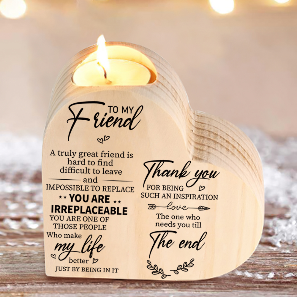 To My Friend Wooden Heart Candle Holder "Thank you for being such an inspiration"-Jessemade AU