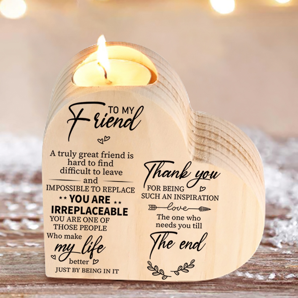 To My Friend Wooden Heart Candle Holder "Thank you for being such an inspiration"-Jessemade AU