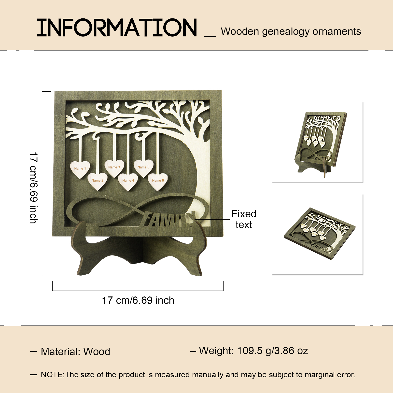 Custom Family Tree Sign with 6 Names Wooden Keepsake Gifts-Jessemade AU