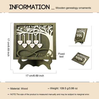 Custom Family Tree Sign with 6 Names Wooden Keepsake Gifts-Jessemade AU