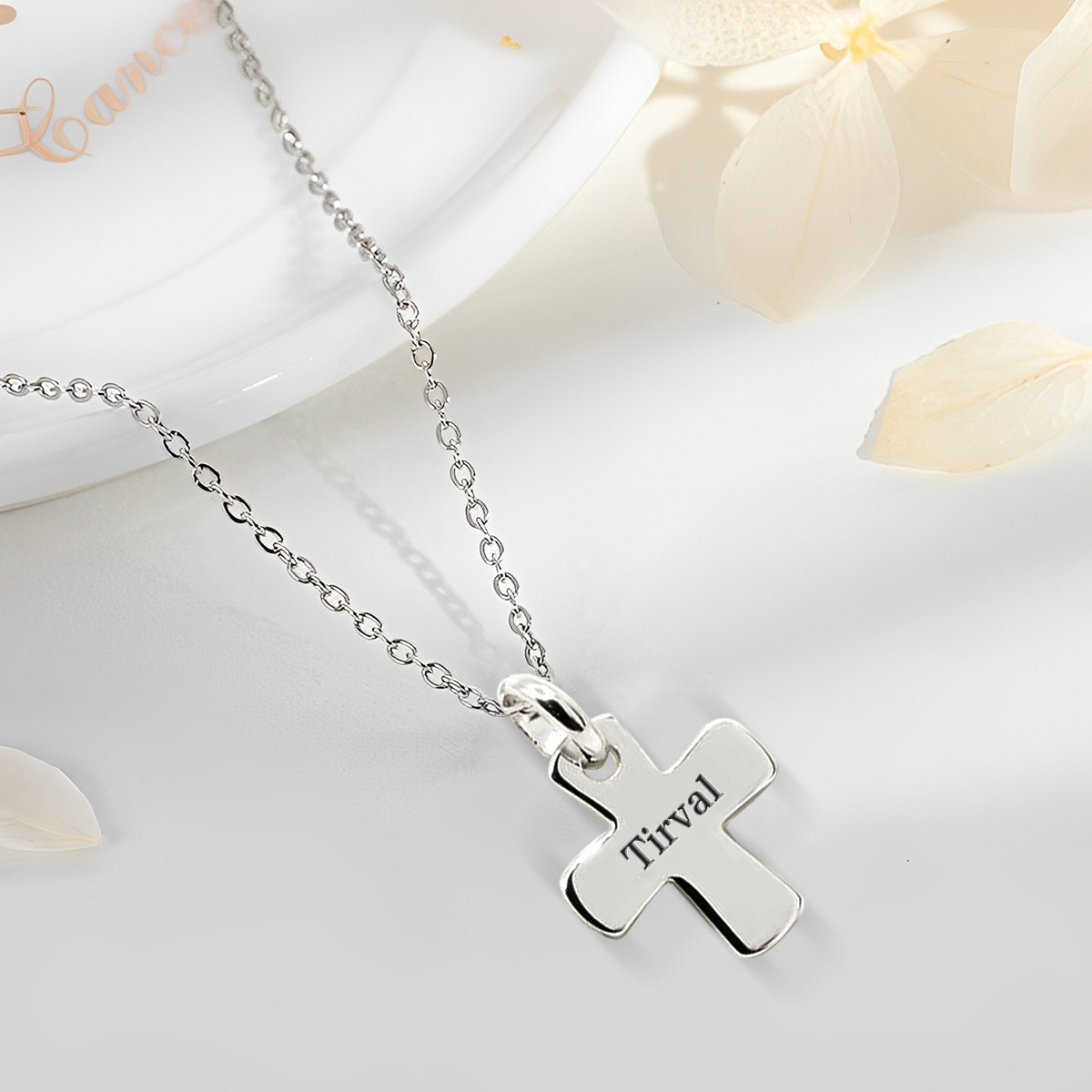 Personalised Cross Pendant Necklace with Name Stainless Steel Necklace Silver Gift for Boys Girls-Jessemade AU