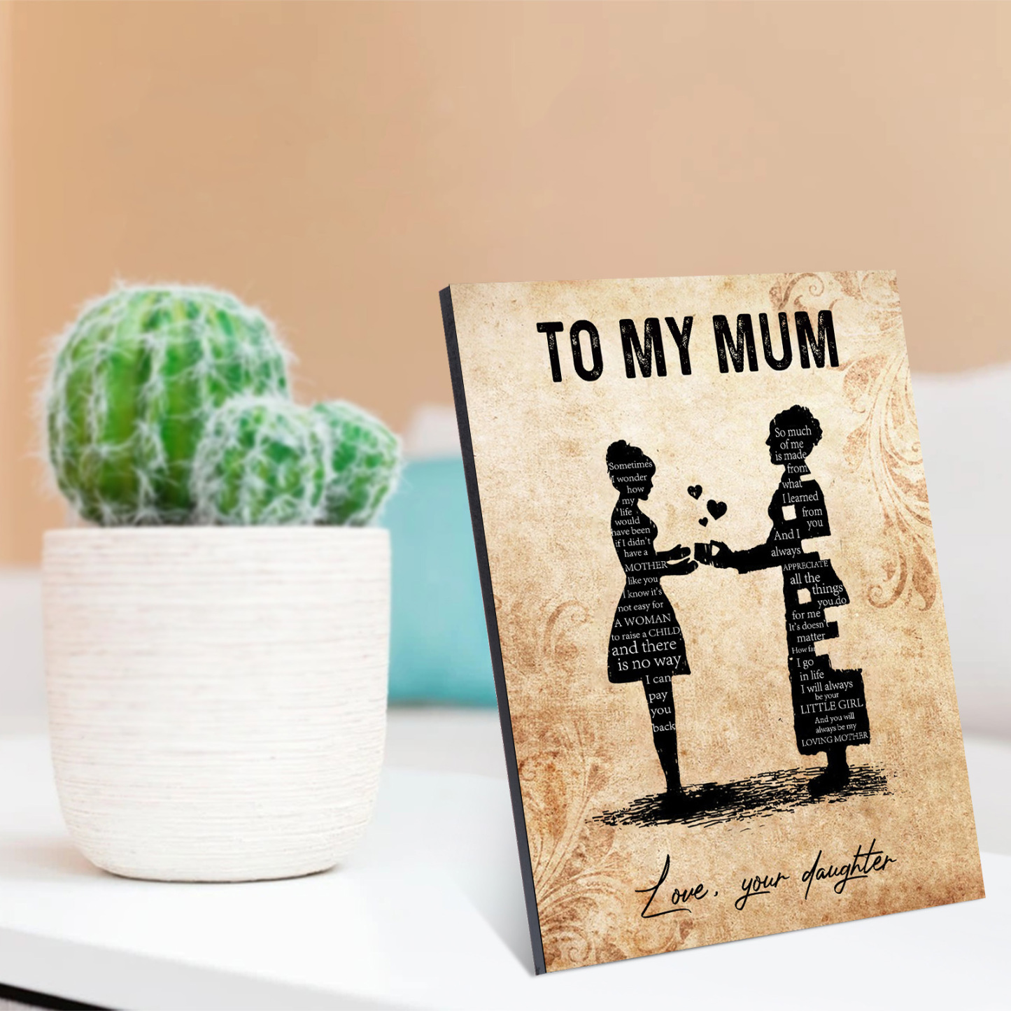 To My Mum Wooden Plaque Mother & Kid Silhouette Home Decoration Mother's Day Gifts - You Will Always Be My Loving Mother-Jessemade AU