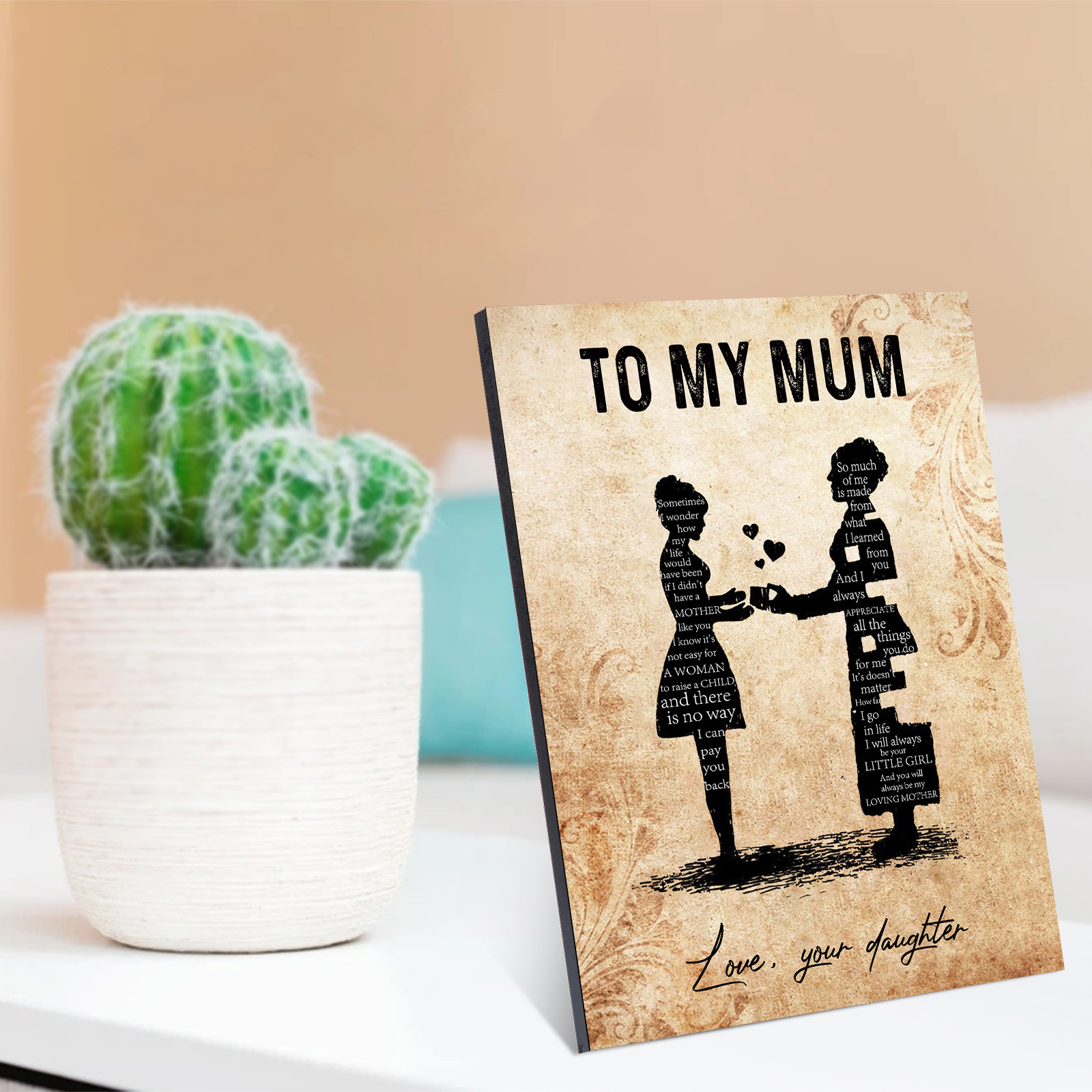 To My Mum Wooden Plaque Mother & Kid Silhouette Home Decoration Mother's Day Gifts - You Will Always Be My Loving Mother-Jessemade AU