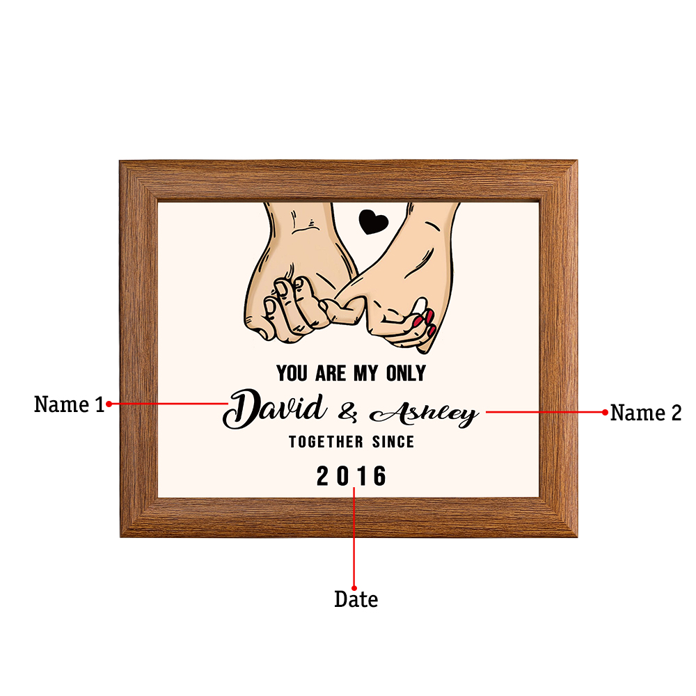 You Are My Only Personalised Couple Photo Frame Custom 2 Names & Date Frame Anniversary Gift For Him/Her-Jessemade AU