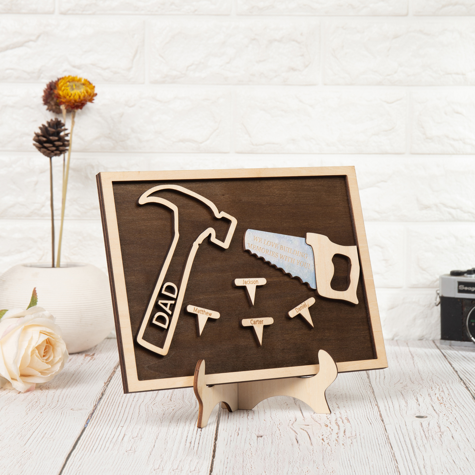 Dad Tool Set Wood Signs Custom 4 Names Father’s Day Handyman Construction Dad Sign-Jessemade AU