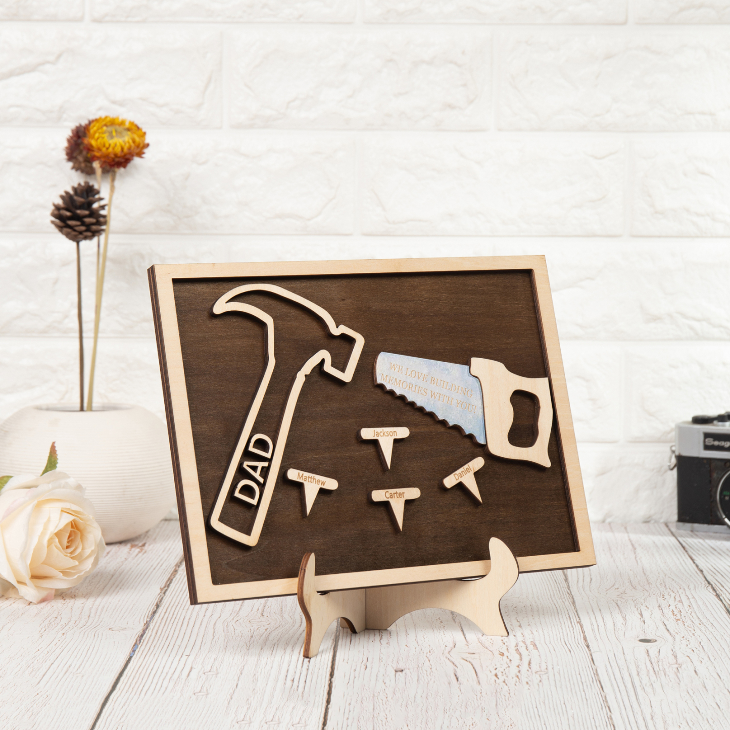 Dad Tool Set Wood Signs Custom 4 Names Father’s Day Handyman Construction Dad Sign-Jessemade AU
