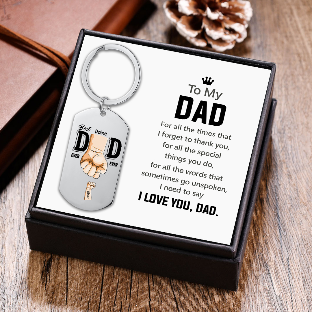 Personalised 2 Names Custom 1 Photo Keychain Fist Bump Keychain Father's Day Gifts - Best Dad Ever-Jessemade AU