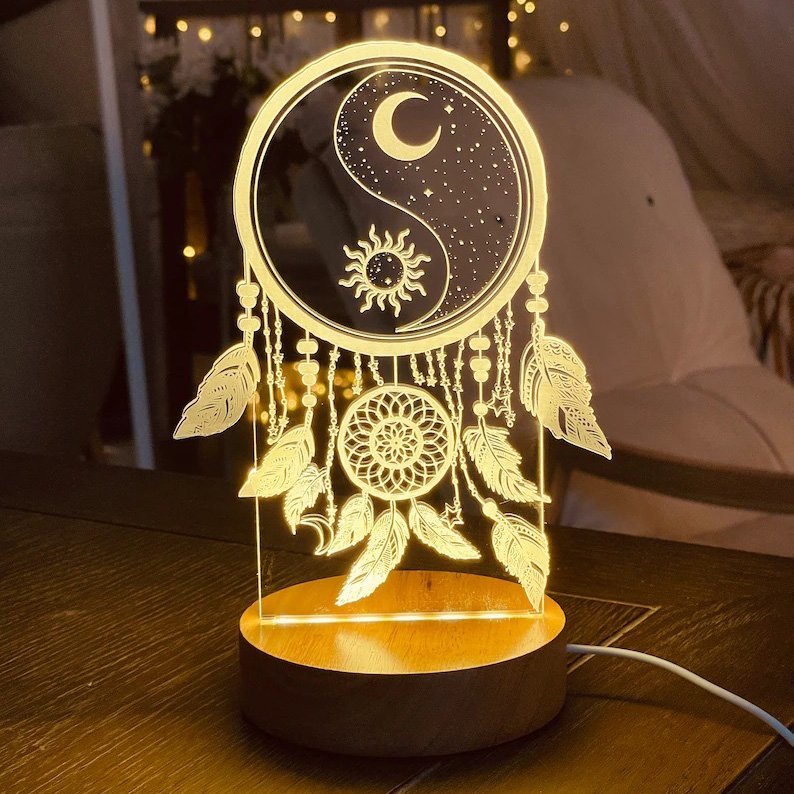 Personalised Dream Catcher Night Light Custom Name Gifts For Kids-Jessemade AU