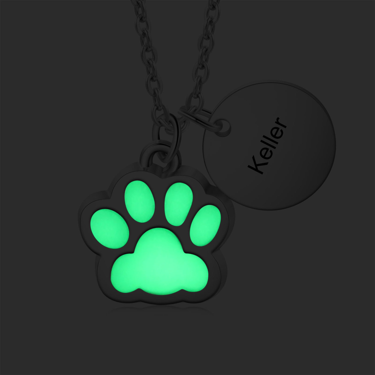 Personalised Dog Paw Pendant Necklace Customised Name Fluorescent Necklace Creative Gift for Her/Him-Jessemade AU
