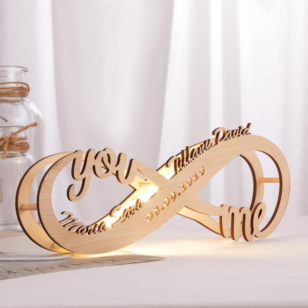 Custom Infinity I Love You Night Light Engraved Wood Lamp-Jessemade AU