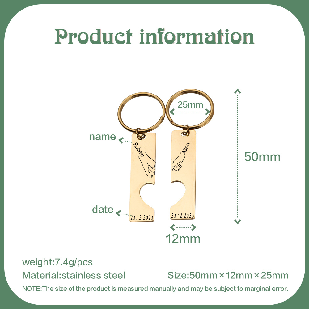 Personalised Couple Pinky Promise Keychain Customised Names & Date Matching Couple Keyring Valentine's Day Gifts For Couples-Jessemade AU