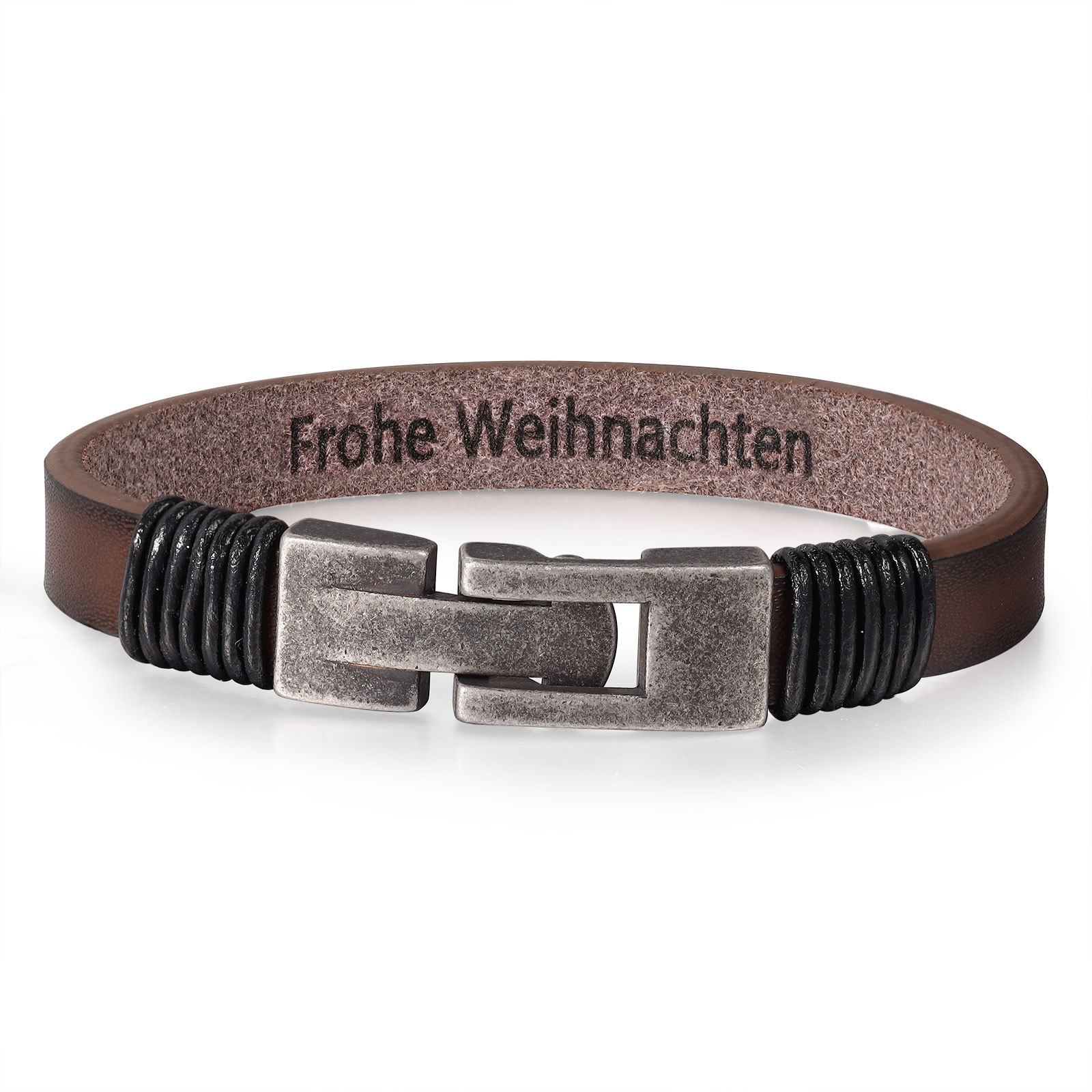 Vintage Men's Leather Bracelet Engraved Text Bracelet Personalised Gift for Him-Jessemade AU