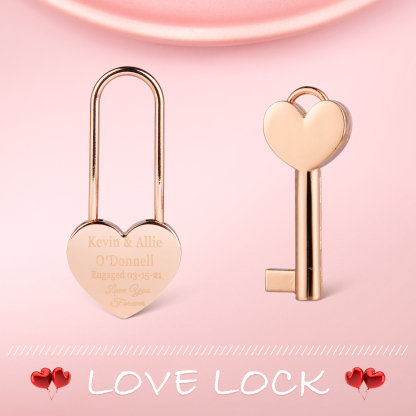 Personalised Heart Engraved Love Lock Custom Names Padlocks Gifts For Couple-Jessemade AU