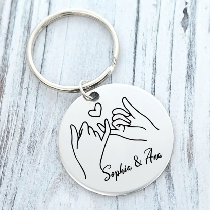 Personalised Round Keychain Custom Text Keyring Pinky Swear Gift For Friend/Sister/Bestie-Jessemade AU
