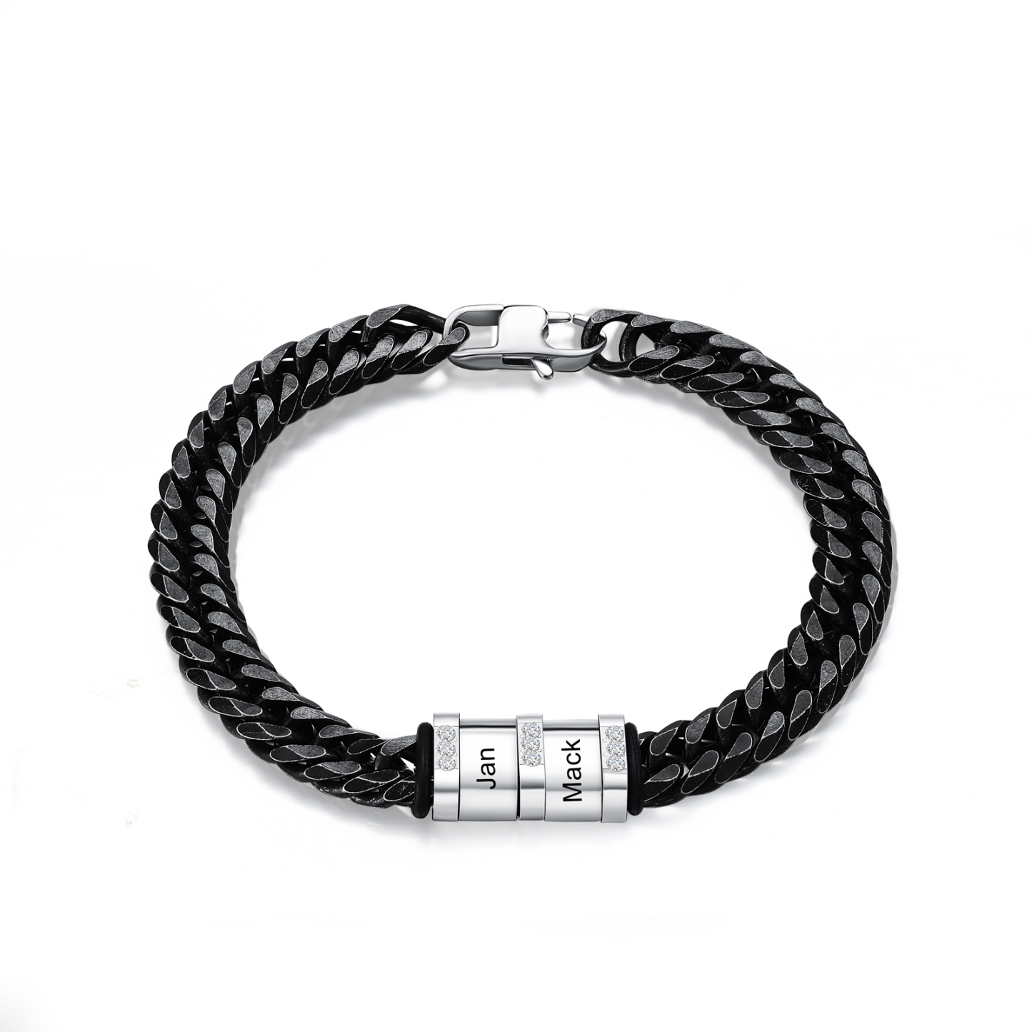 Personalised Black Stainless Steel Bracelet Custom 2 Names Men's Women's Bracelets For Couple-Jessemade AU