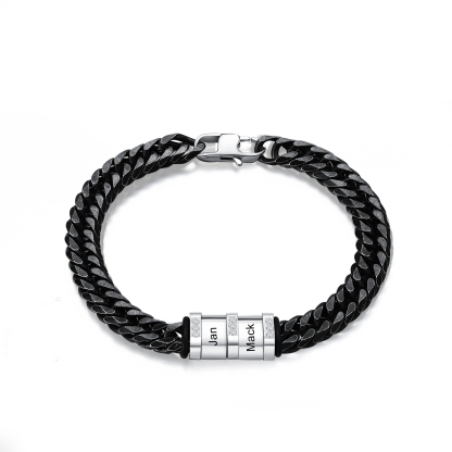 Personalised Black Stainless Steel Bracelet Custom 2 Names Men's Women's Bracelets For Couple-Jessemade AU