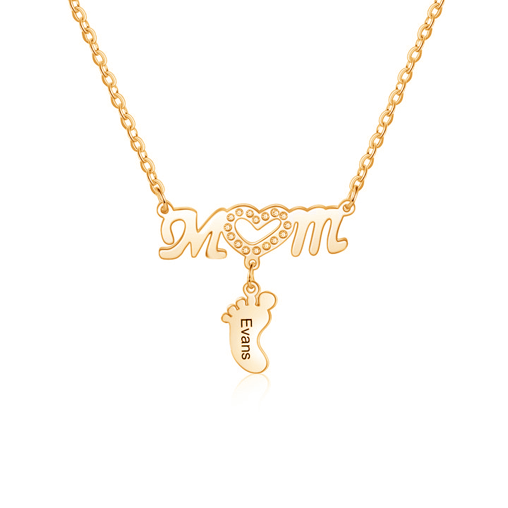 Happy Mother's Day Personalised baby feet Necklace Engraved 1 Names Necklace Gifts For Mum