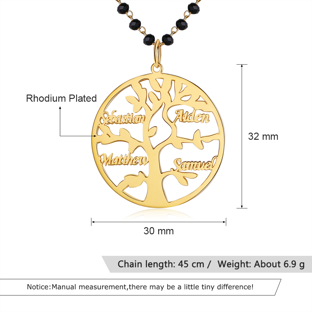 Personalised Family Tree Necklace Custom 4 Names Necklace Gift For Mother-Jessemade AU