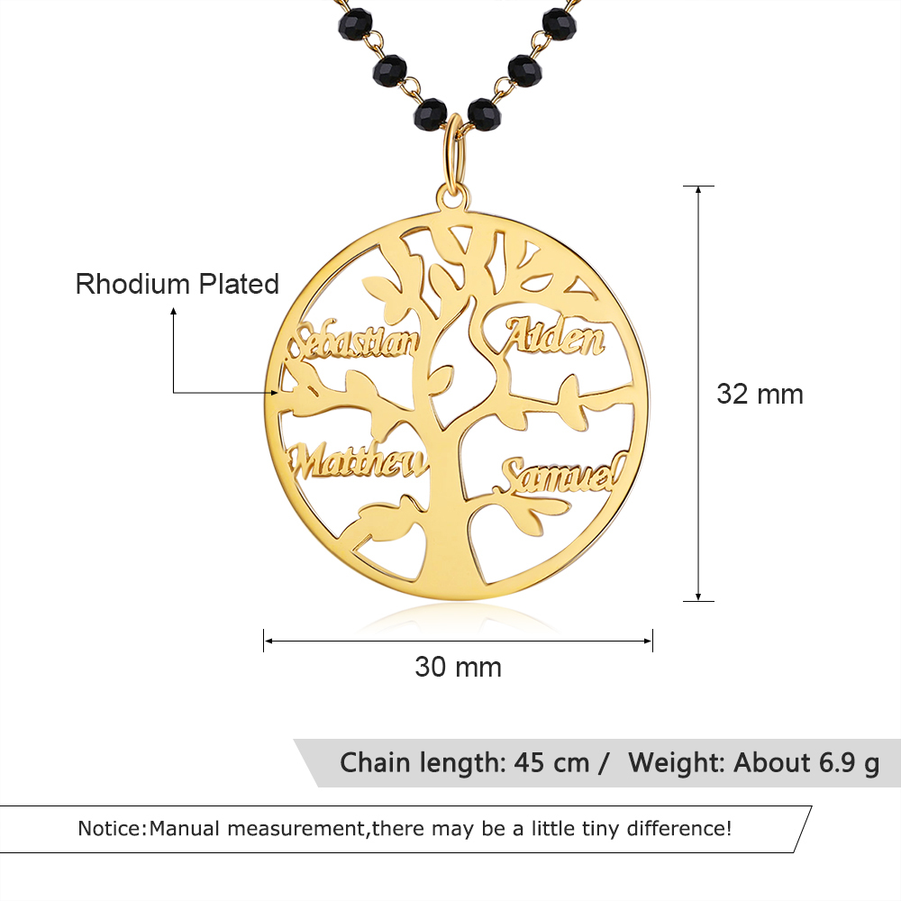 Personalised Family Tree Necklace Custom 4 Names Necklace Gift For Mother-Jessemade AU