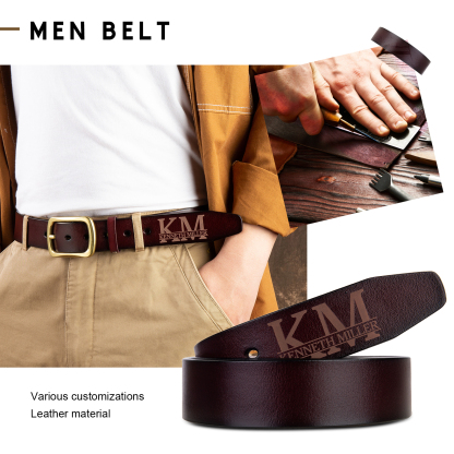 Personalised Genuine Leather Belt Engraved Names Men's Belt for Him-Jessemade AU