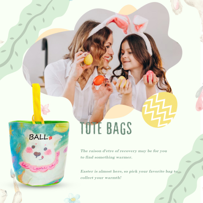 Personalised Bunny Tote Bag Custom Name Bunny Basket Bucket Bag Easter Gifts for Him/Her-Jessemade AU