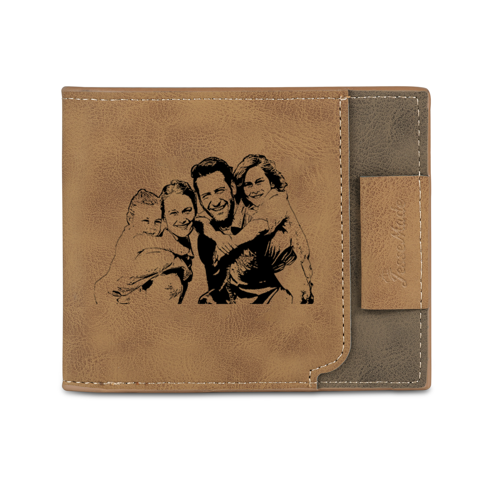 4 Names - Custom Photo & Text & Name Wallet Personalised Men's Leather Folding Wallet Gifts for Dad-Jessemade AU