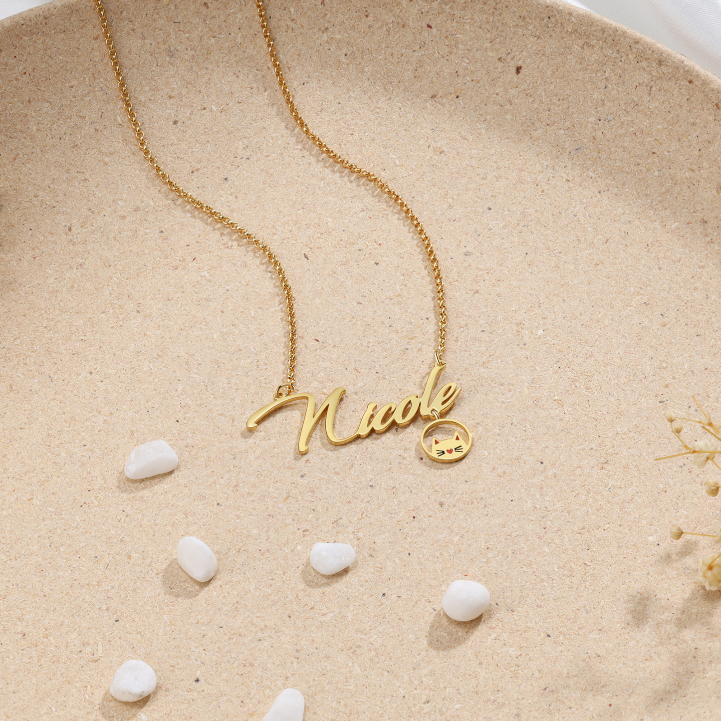Personalised Cat Necklace Custom 1 Name Necklace Gift For Women-Jessemade AU