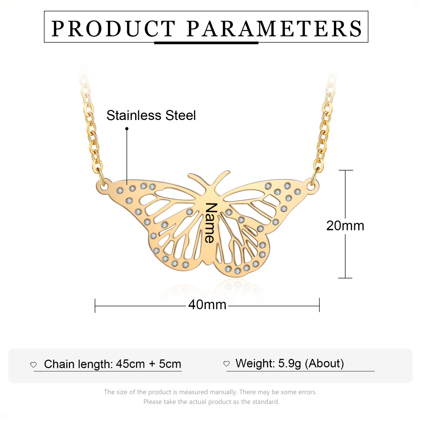 Personalised Butterfly Name Women's Necklace-Jessemade AU