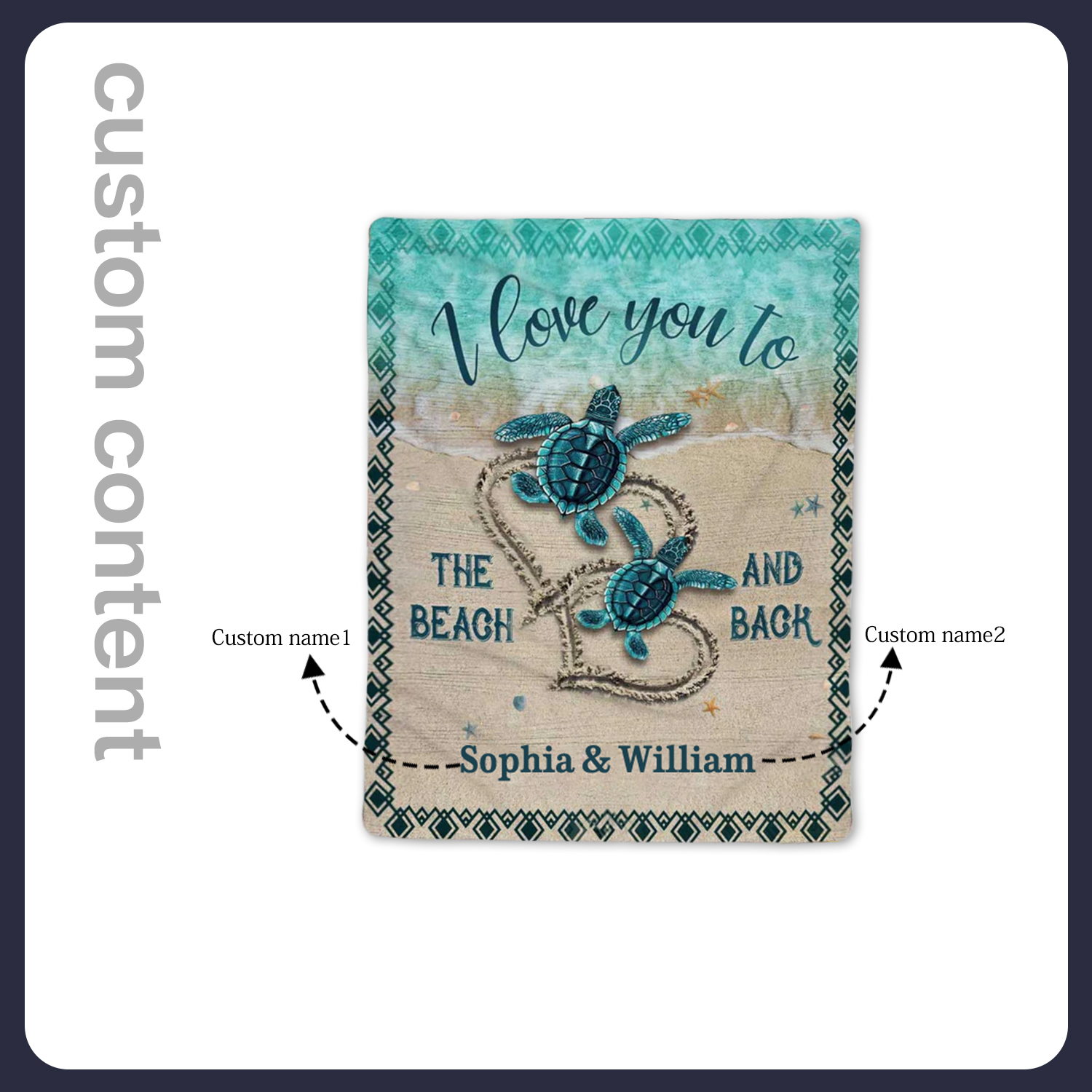 Personalised Couple Blanket Engrave Name Sweet Gift "I love you to the beach and back"-Jessemade AU
