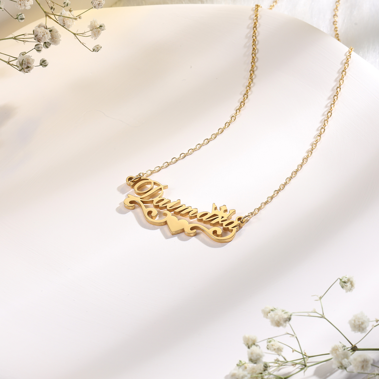 Crown Name Necklace Heart Personalised Name Necklaces Christmas Gift-Jessemade AU