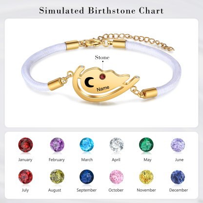 Valentine's Day Sun and Moon Magnetic Heart Bracelet with Birthstones Couple Bracelet Set-Jessemade AU