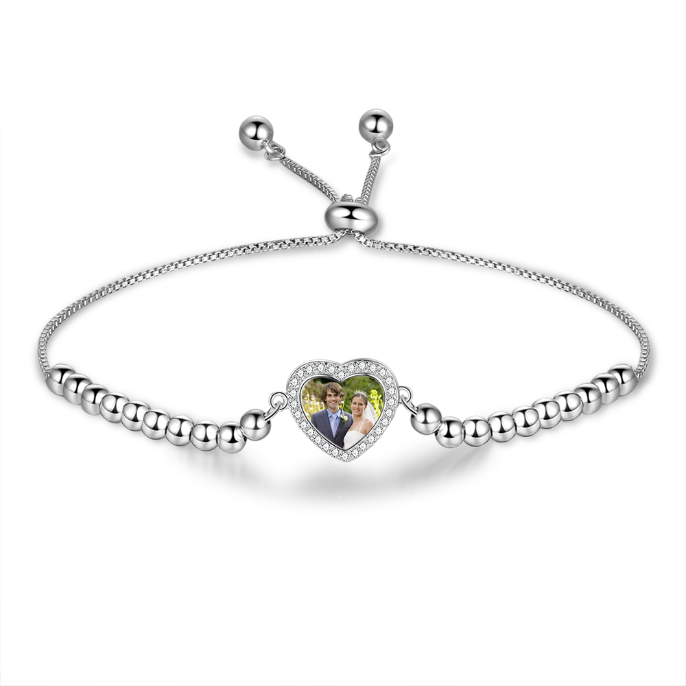 Personalised Heart Photo Bracelet Custom Photo Bracelet Gifts For Her-Jessemade AU