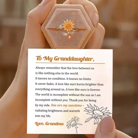 To My Granddaughter Sunflower Fidget Ring "You Are My Sunshine"-Jessemade AU