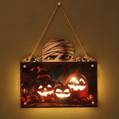 Halloween Wooden LED Night Light Door Sign Hanging Ornament-Jessemade AU