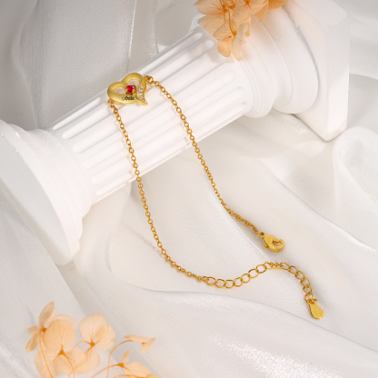 1 Name - Personalised Heart Bracelet Custom Name & Birthstone Bracelets Valentine's Day Gift For Her-Jessemade AU