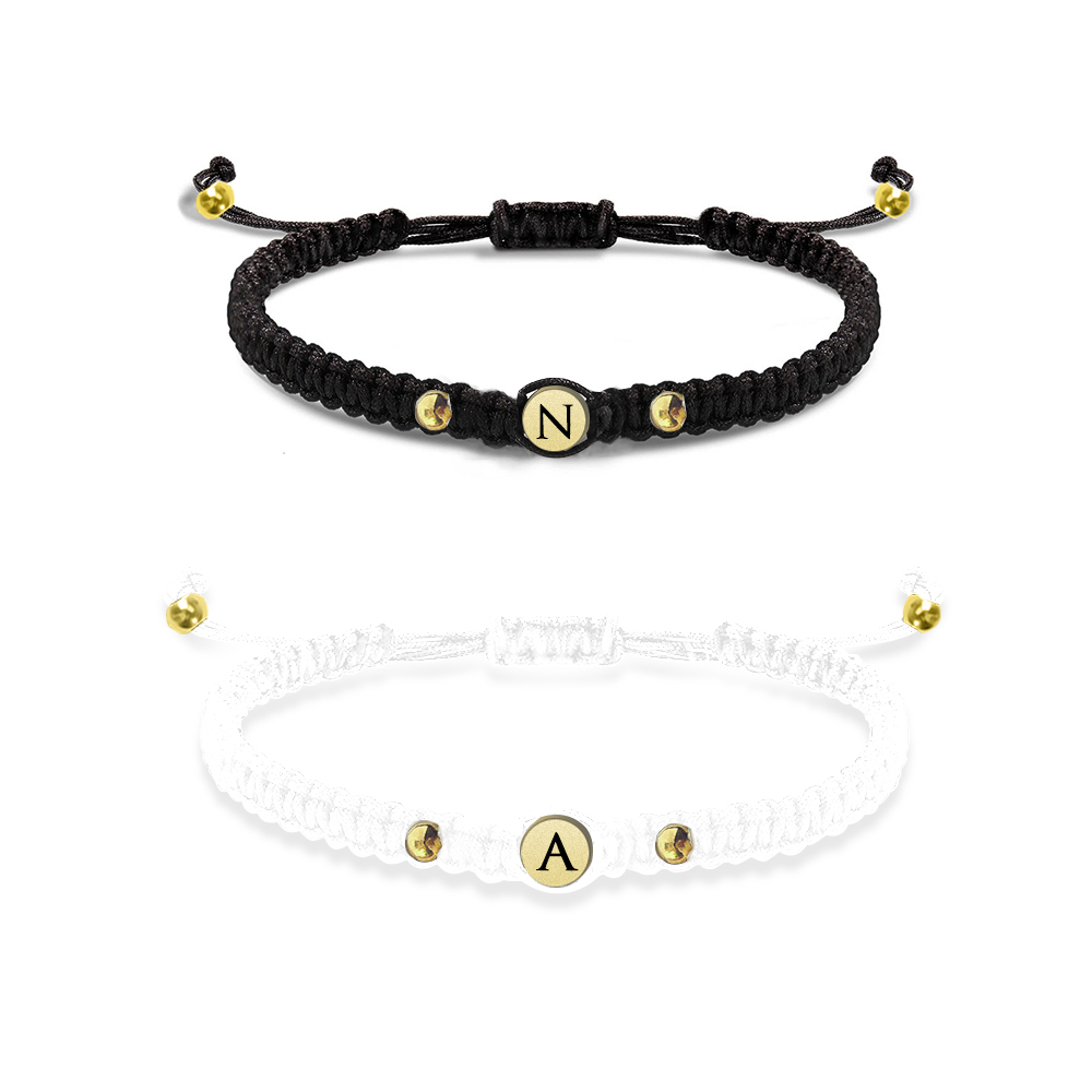 Couple Bracelets Set Customised 2 Letters Bracelet Adjustable Bracelet Valentine's Day Gift for Couples