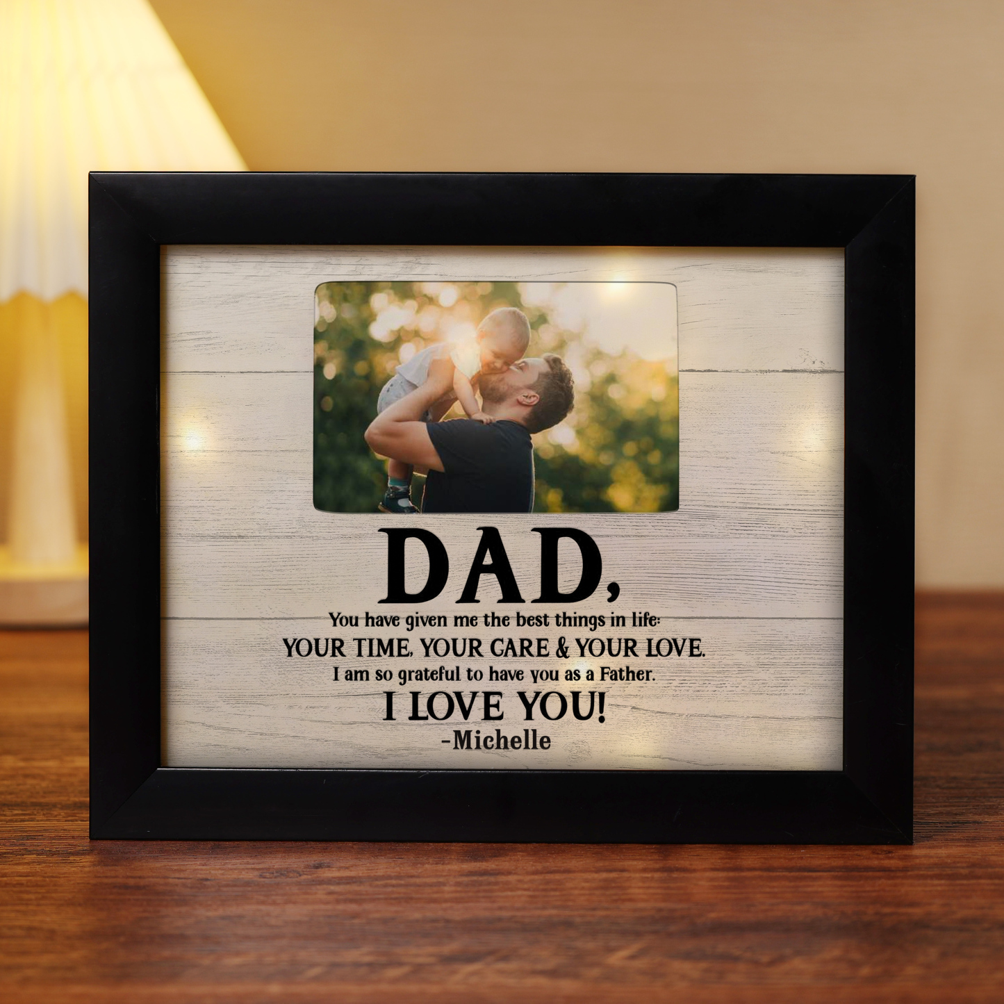 Personalised Father Photo Frames With Light Custom Photos Home Decor Gifts-I am so grateful to have you as a Father-Jessemade AU
