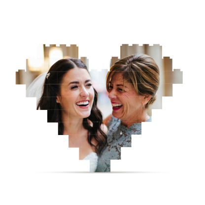 Personalised Heart Shape Building Blocks Puzzle Photo Brick Square Shape Puzzle DIY Gift - Double Layers-Jessemade AU