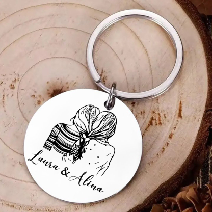 To My Best Friend Circle Keyring Custom 2 Names Metal Keychain Personalised Gift For Bestie/Sister-Jessemade AU