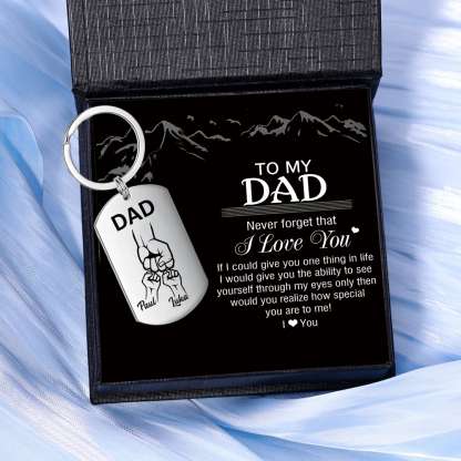 Personalised Dad Keyring Fist Bump Keychain Engrave 2 Names Father's Day Gifts-Jessemade AU