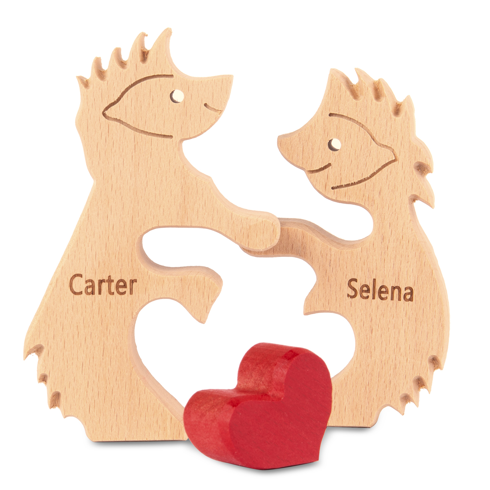 Personalised Wooden Animal Puzzle Custom 2 Names Puzzle Hedgehog Bear Elephant Hug Ornament Gifts for Family Couple-Jessemade AU